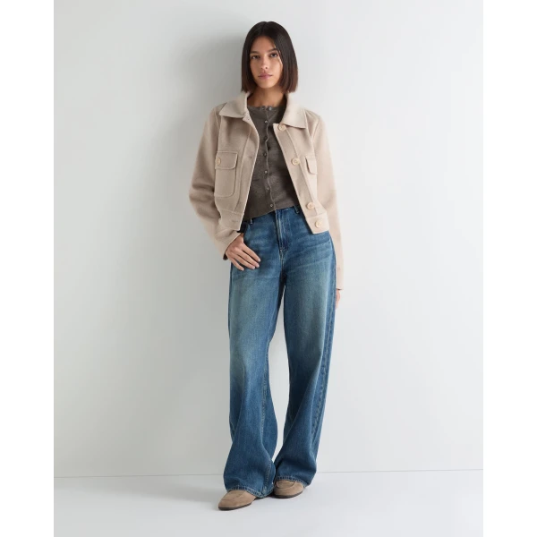 N.Peal Darcie Superfine Cashmere Cropped Cardigan in Pecan Brown