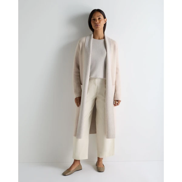N.Peal Double Face Robe Cashmere Cardigan in Ecru White