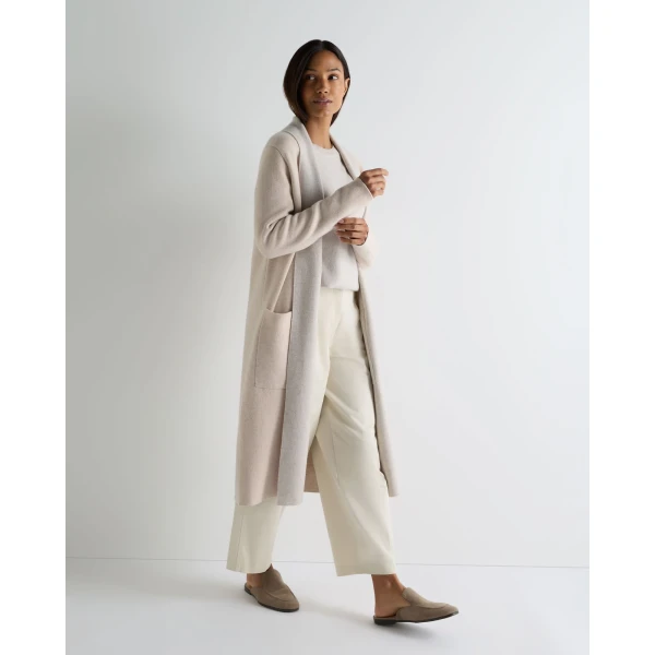 N.Peal Double Face Robe Cashmere Cardigan in Ecru White