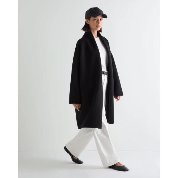 N.Peal Double Face Robe Coat in Black