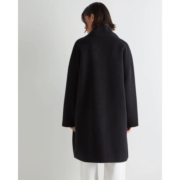 N.Peal Double Face Robe Coat in Black