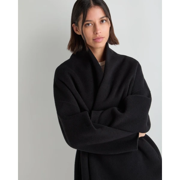 N.Peal Double Face Robe Coat in Black
