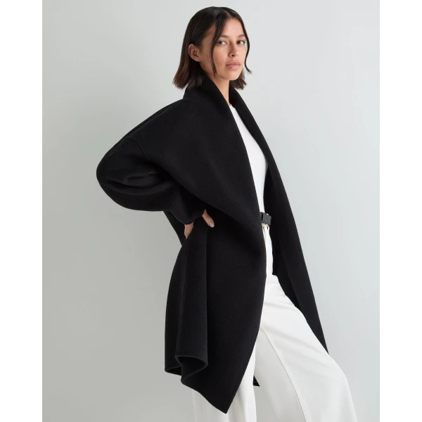 N.Peal Double Face Robe Coat in Black