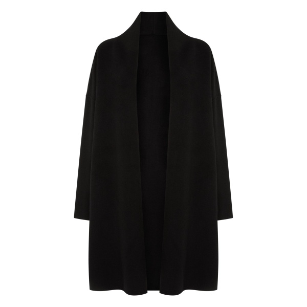 N.Peal Double Face Robe Coat in Black | Wool Coat | Luxury Shoes 