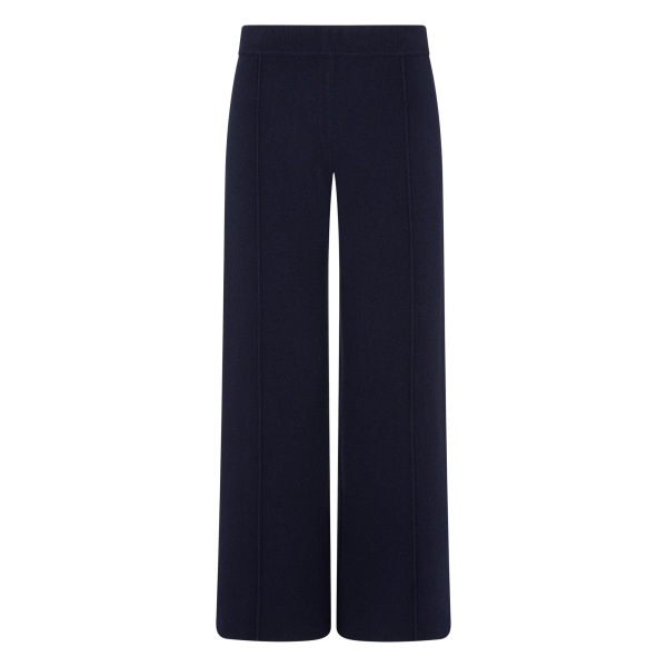 N.Peal Double Face Trousers in Navy Blue | Wide leg pants | Luxury Shoes 