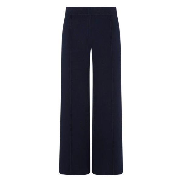 N.Peal Double Face Trousers in Navy Blue | Wide leg pants | Luxury Shoes 