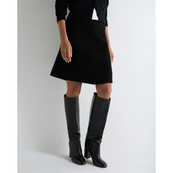 N.Peal Double Faced Mini Skirt in Black