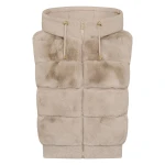 N.Peal Down Gilet With Rex Fur in Beige Brown | Vests | Luxury Shoes 