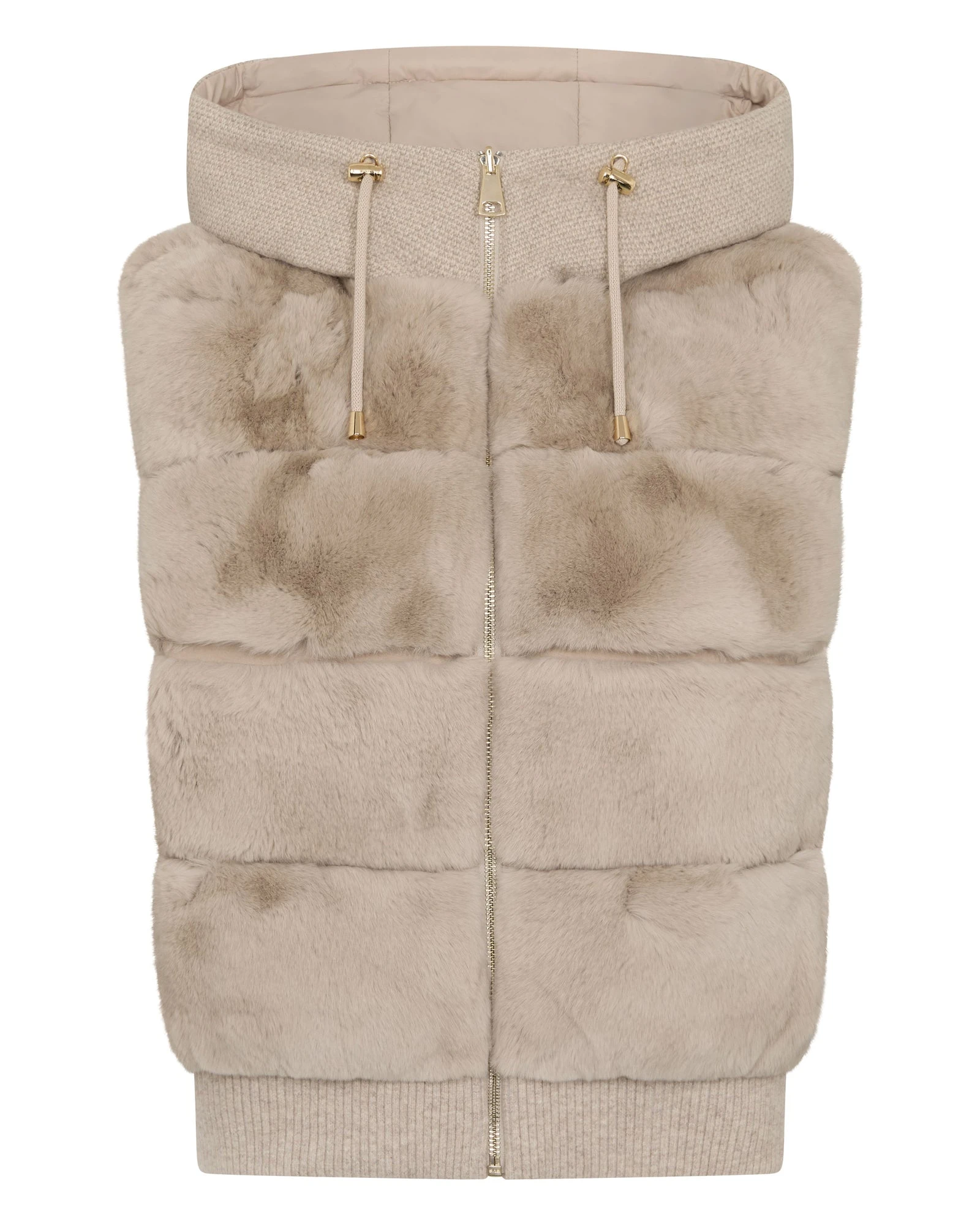 N.Peal Down Gilet With Rex Fur in Beige Brown N.Peal Down Gilet With Rex Fur in Beige Brown | Vests | Luxury Shoes