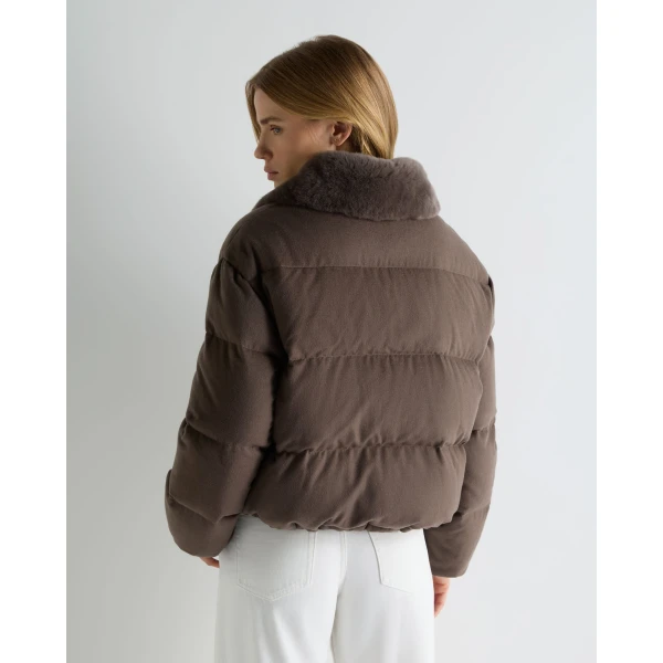 N.Peal Down Rex Fur Puffer Jacket in Chocolate Brown
