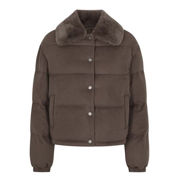 N.Peal Down Rex Fur Puffer Jacket in Chocolate Brown | Jackets | Luxury Shoes 