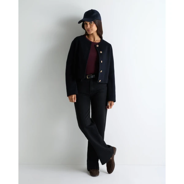 N.Peal Eden Superfine Cashmere Round Neck Top in Damson Red