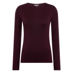 N.Peal Eden Superfine Cashmere Round Neck Top in Damson Red | Long Sleeve | Luxury Shoes 