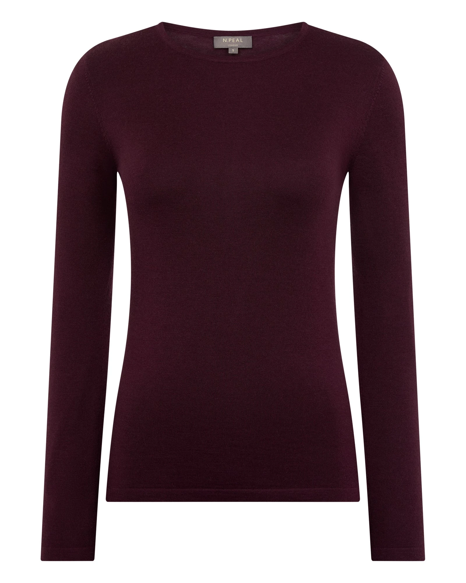 N.Peal Eden Superfine Cashmere Round Neck Top in Damson Red N.Peal Eden Superfine Cashmere Round Neck Top in Damson Red | Long Sleeve | Luxury Shoes