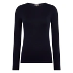 N.Peal Eden Superfine Cashmere Round Neck Top in Navy Blue | Long Sleeve | Luxury Shoes 