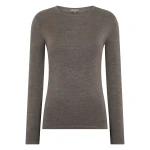 N.Peal Eden Superfine Cashmere Round Neck Top in Pecan Brown | Long Sleeve | Luxury Shoes 