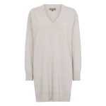 N.Peal Elise Long V Neck Cashmere Tunic in Pebble Grey | Sweaters | Luxury Shoes 