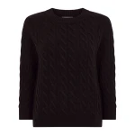 N.Peal Emilia Cable Round Neck Cashmere Jumper in Cocoa Brown | Sweaters | Luxury Shoes 