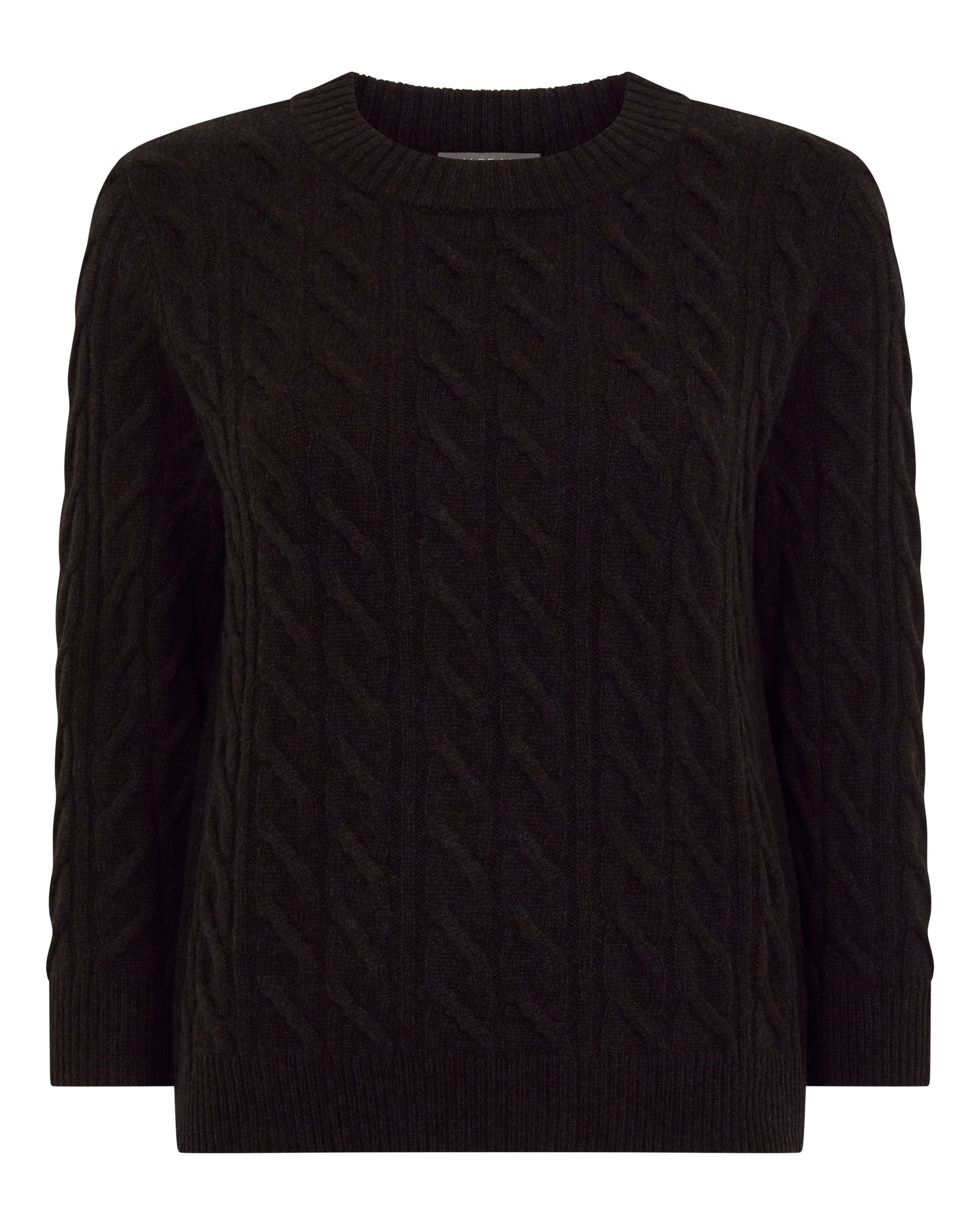 N.Peal Emilia Cable Round Neck Cashmere Jumper in Cocoa Brown N.Peal Emilia Cable Round Neck Cashmere Jumper in Cocoa Brown | Sweaters | Luxury Shoes