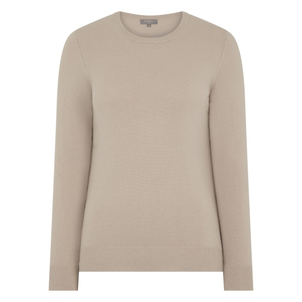 N.Peal Evie Classic Round Neck Cashmere Jumper in Cashew Brown | Sweaters | Luxury Shoes 