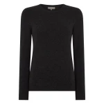 N.Peal Evie Classic Round Neck Cashmere Jumper in Deep Charcoal Grey | Sweaters | Luxury Shoes 