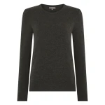 N.Peal Evie Classic Round Neck Cashmere Jumper in Grey Moss | Sweaters | Luxury Shoes 