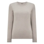 N.Peal Evie Classic Round Neck Cashmere Jumper in Oat Grey | Sweaters | Luxury Shoes 