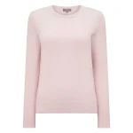 N.Peal Evie Classic Round Neck Cashmere Jumper in Powder Pink | Sweaters | Luxury Shoes 