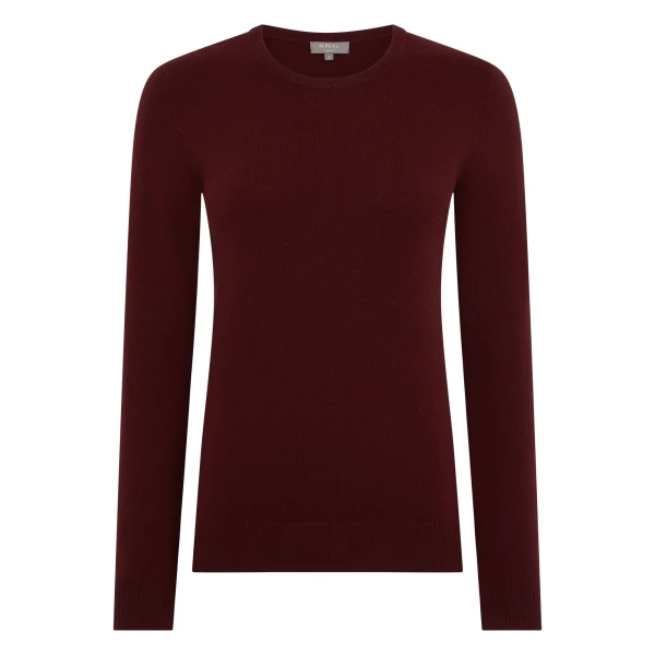 Evie Classic Round Neck Cashmere Jumper in Rustic Red