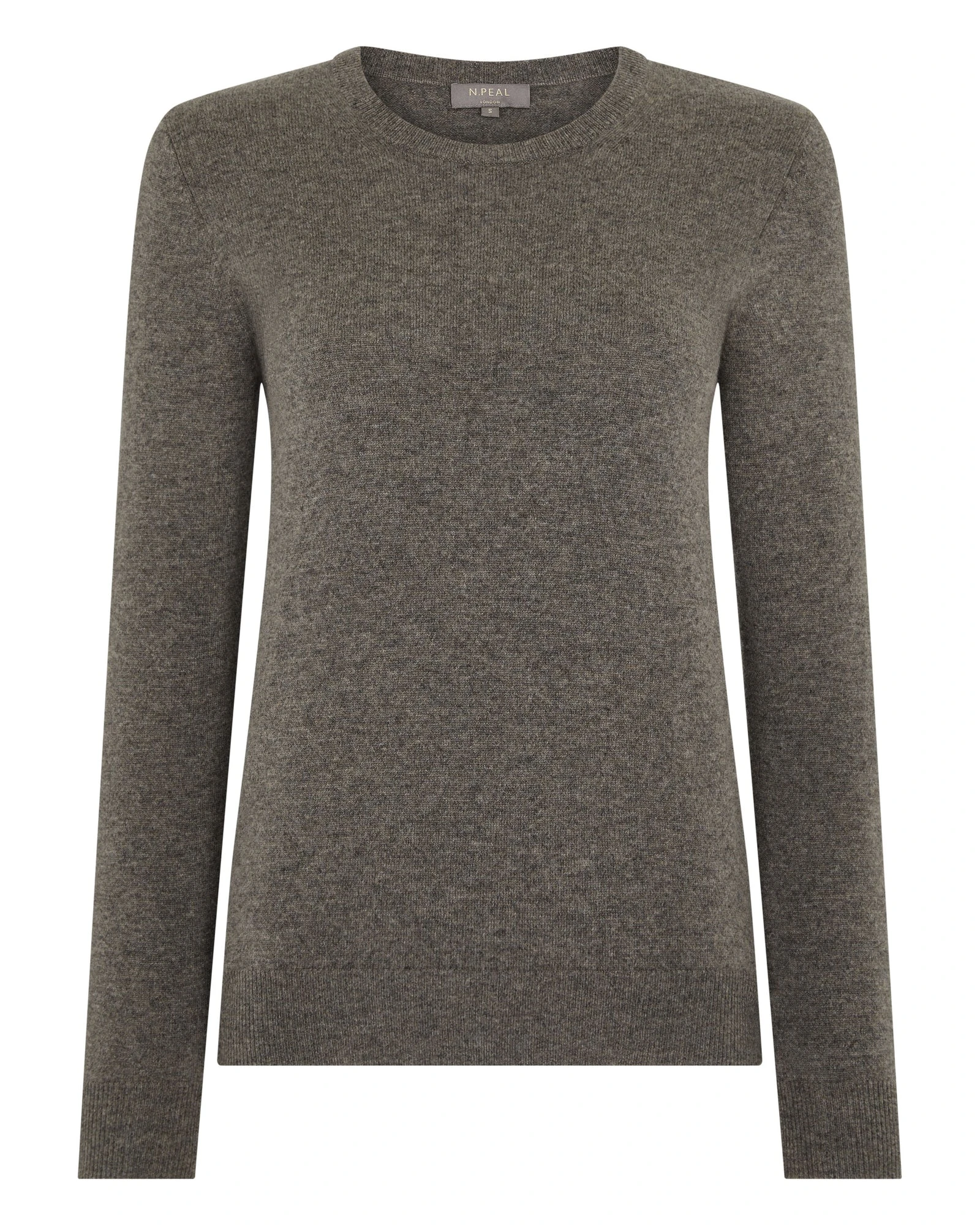 N.Peal Evie Classic Round Neck Cashmere Jumper in Wood Smoke Brown N.Peal Evie Classic Round Neck Cashmere Jumper in Wood Smoke Brown | Sweaters | Luxury Shoes