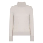 N.Peal Fairisle Cashmere Roll Neck Cashmere Jumper With Lurex in Snow Grey | Turtlenecks | Luxury Shoes 