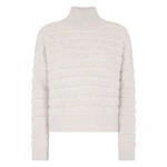N.Peal Fairisle Funnel Neck Cashmere Jumper With Lurex in Snow Grey | Turtlenecks | Luxury Shoes 
