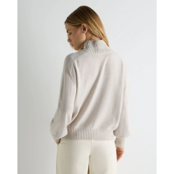 N.Peal Funnel Neck Cashmere Jumper in Pebble Grey