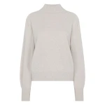 N.Peal Funnel Neck Cashmere Jumper in Pebble Grey | Turtlenecks | Luxury Shoes 