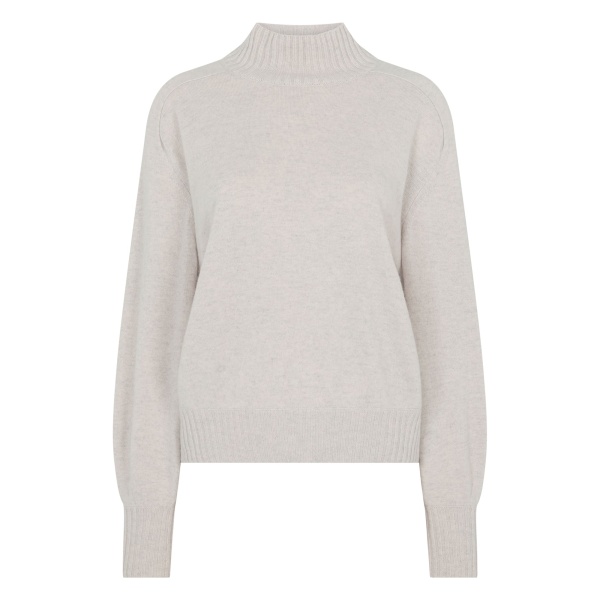 N.Peal Funnel Neck Cashmere Jumper in Pebble Grey | Turtlenecks | Luxury Shoes 
