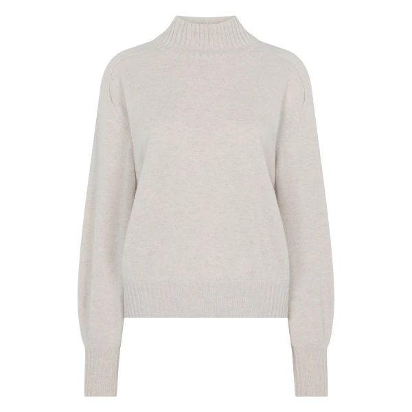 N.Peal Funnel Neck Cashmere Jumper in Pebble Grey | Turtlenecks | Luxury Shoes 