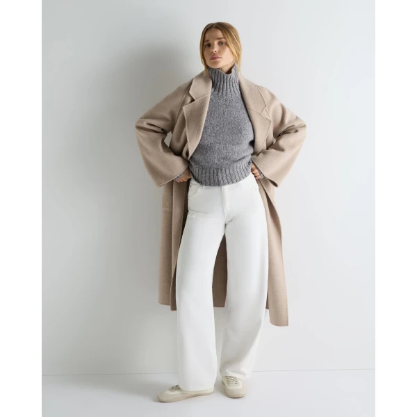 N.Peal Funnel Neck Melange Cashmere Jumper With Lurex in Ash Grey Sparkle