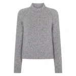 N.Peal Funnel Neck Melange Cashmere Jumper With Lurex in Ash Grey Sparkle | Turtlenecks | Luxury Shoes 