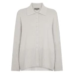 N.Peal Fur Collar Buttoned Cashmere Cape in Pebble Grey | Knitwear | Luxury Shoes 