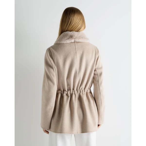 N.Peal Fur Collar Field Jacket in Beige Brown