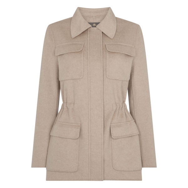 N.Peal Fur Collar Field Jacket in Beige Brown | Jackets | Luxury Shoes 