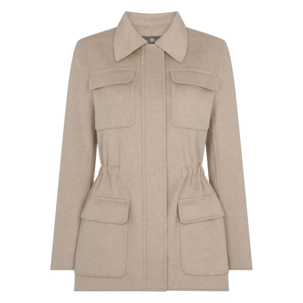 N.Peal Fur Collar Field Jacket in Beige Brown | Jackets | Luxury Shoes 