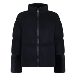 N.Peal Fur Cuff Padded Cashmere Jacket in Navy Blue | Jackets | Luxury Shoes 