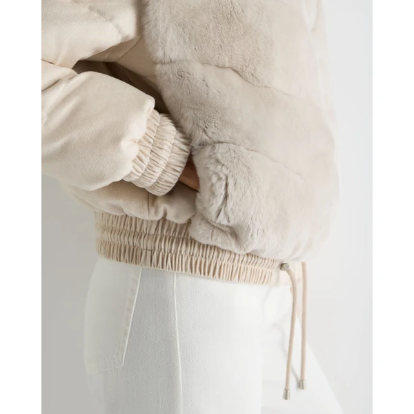 N.Peal Fur Front Padded Jacket in Natural Brown