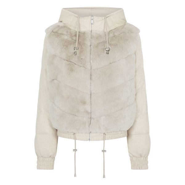 N.Peal Fur Front Padded Jacket in Natural Brown | Jackets | Luxury Shoes 