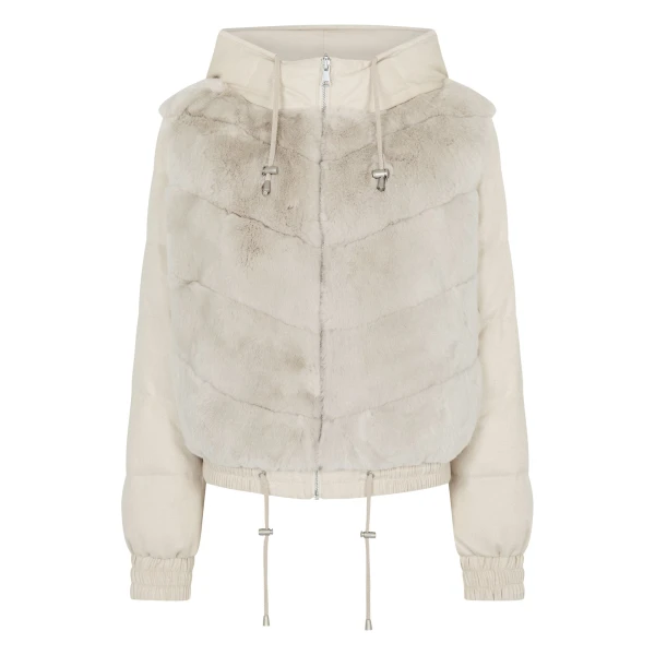 N.Peal Fur Front Padded Jacket in Natural Brown | Jackets | Luxury Shoes 