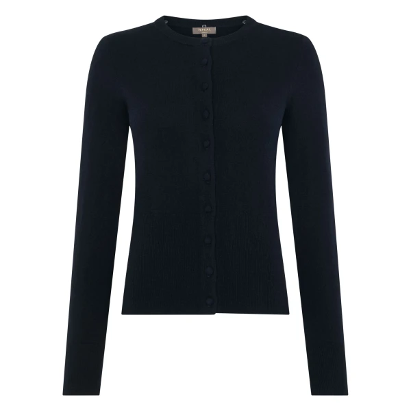 N.Peal Hannah Fur Collar Cashmere Cardigan in Navy Blue | Cardigan | Luxury Shoes 