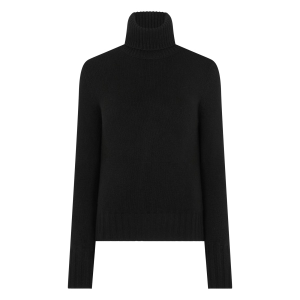 N.Peal Hazel Chunky Roll Neck Cashmere Jumper in Black | Turtlenecks | Luxury Shoes 
