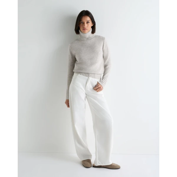 N.Peal Hazel Chunky Roll Neck Cashmere Jumper in Cashmere Grey Melange