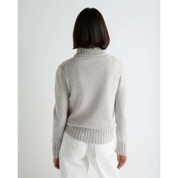 N.Peal Hazel Chunky Roll Neck Cashmere Jumper in Cashmere Grey Melange